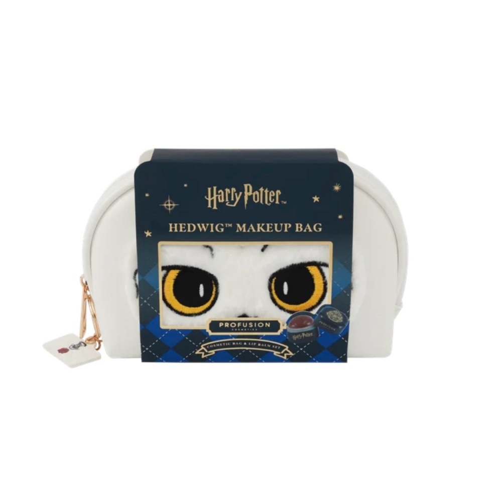 Harry Potter Hedwig Makeup Bag w Lip and Cheek Balm Limited Edition Keychain
